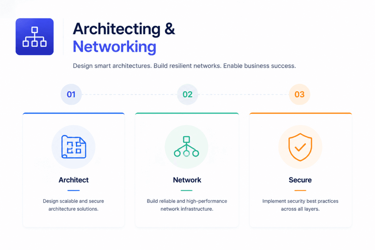 Cybersecurity network architecture with connected systems and infrastructure planning