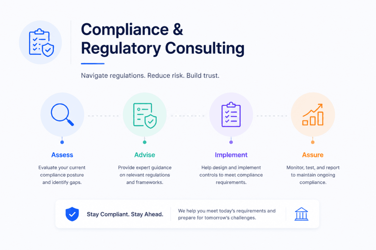 Compliance and regulatory consulting for cybersecurity standards and risk management