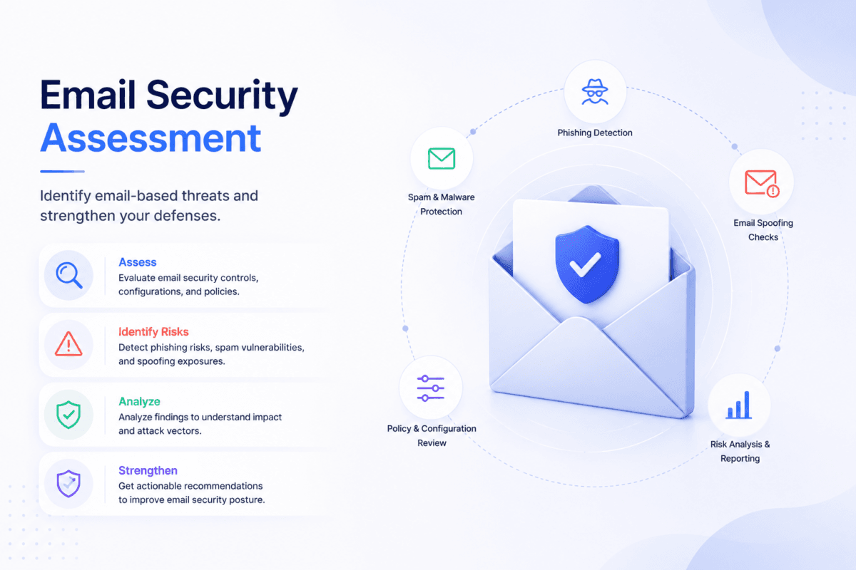 Email security assessment identifying phishing risks and email vulnerabilities