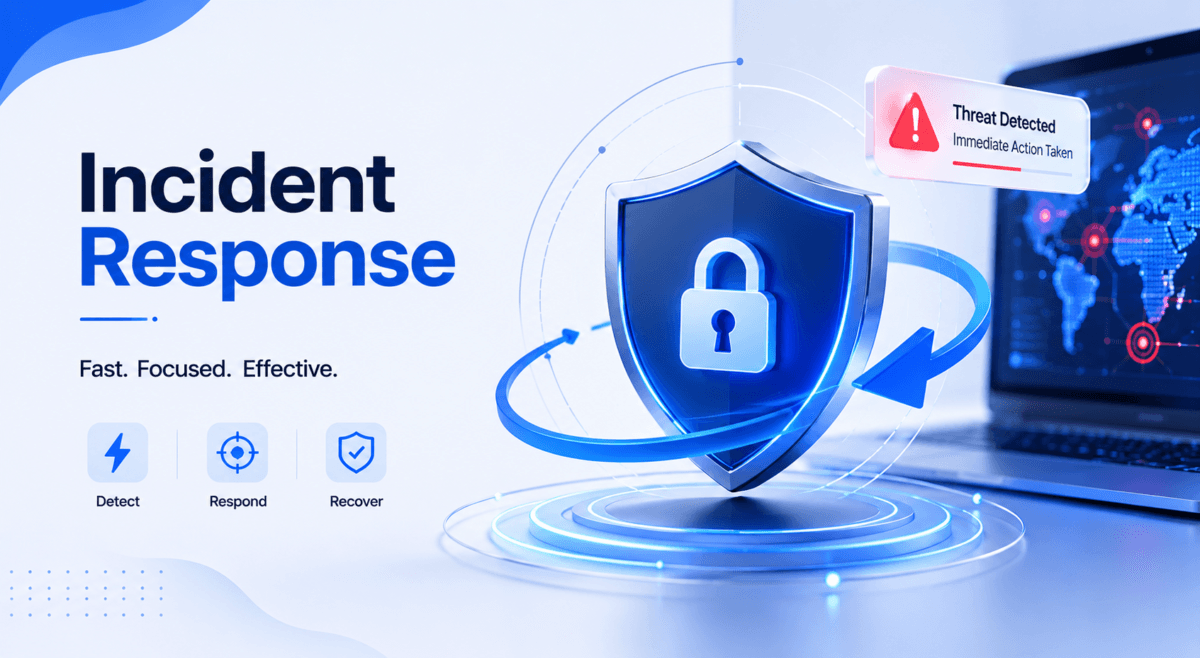 Cybersecurity incident response team analyzing and responding to a security threat