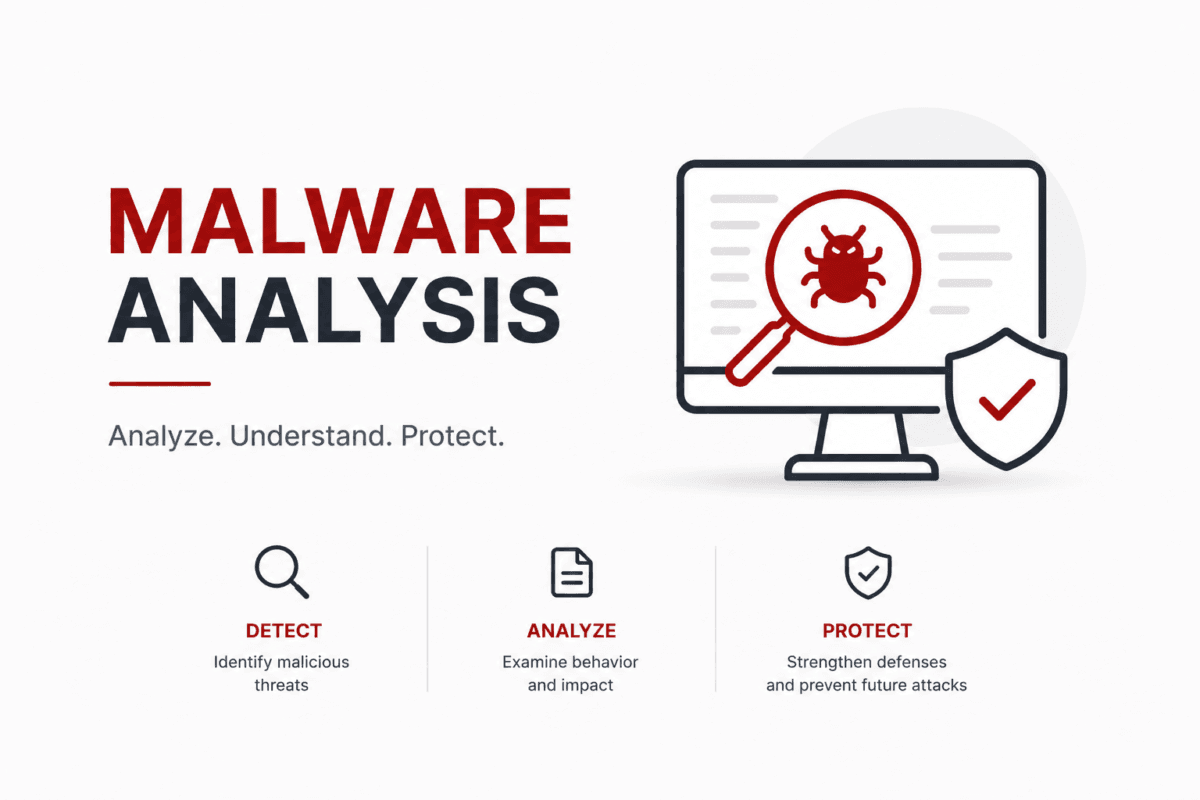 Malware analysis process to detect, study, and protect against threats.