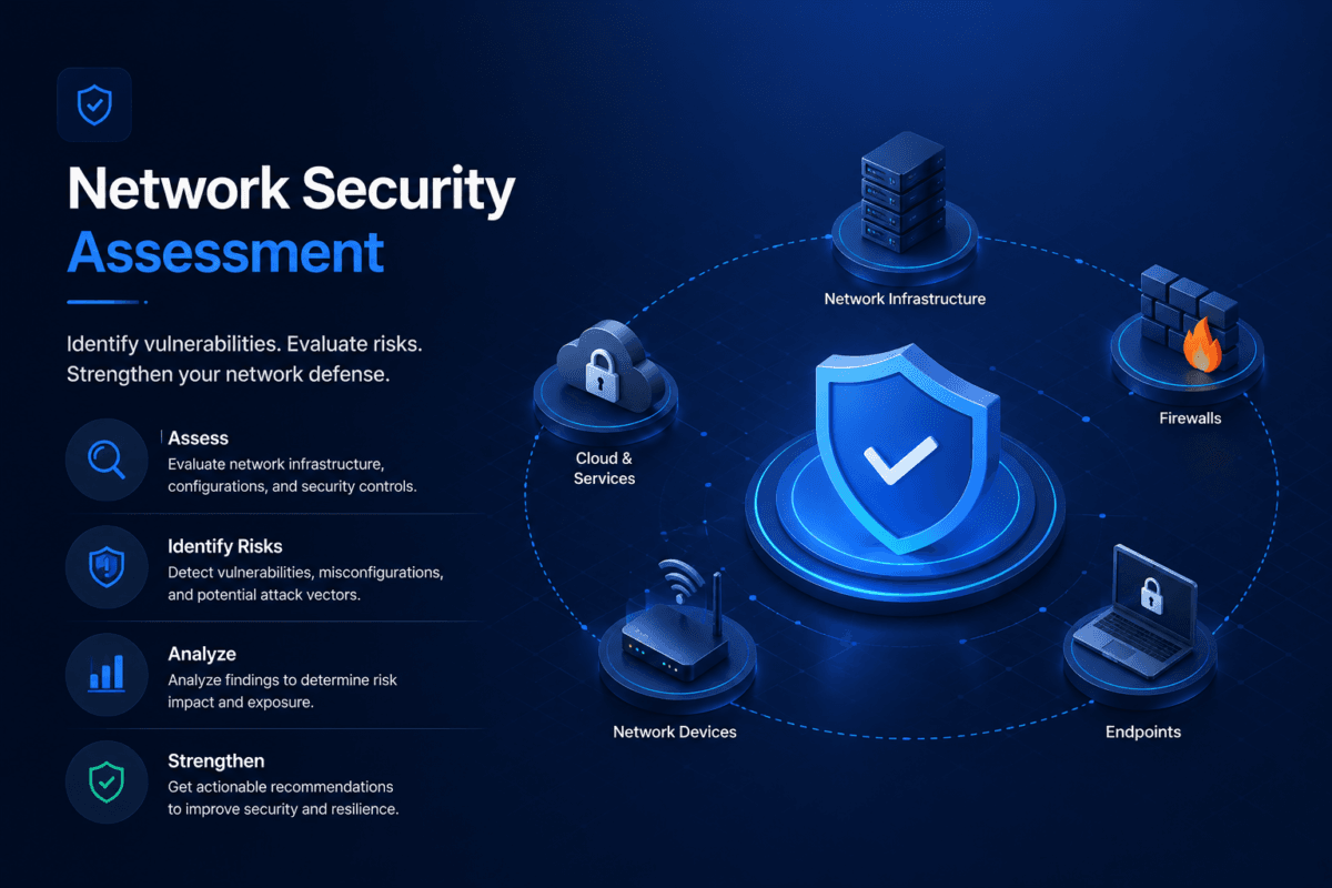 Cybersecurity team analyzing network infrastructure security