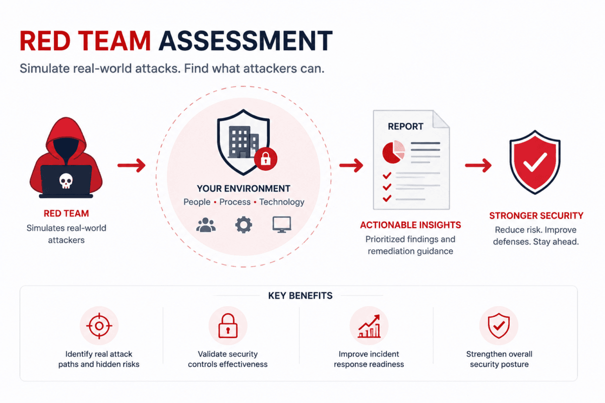 Red Team Assessment to identify security gaps through simulated attacks.